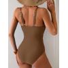 imageB2prity One Piece Swimsuit for Women Adjustable Double Strap V Neck Bathing Suit Tummy Control Slimming SwimwearBrown