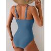 imageB2prity One Piece Swimsuit for Women Adjustable Double Strap V Neck Bathing Suit Tummy Control Slimming SwimwearGrey Blue