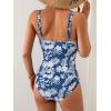 imageB2prity One Piece Swimsuit for Women Adjustable Double Strap V Neck Bathing Suit Tummy Control Slimming SwimwearNavy Blue Flower