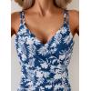 imageB2prity One Piece Swimsuit for Women Adjustable Double Strap V Neck Bathing Suit Tummy Control Slimming SwimwearNavy Blue Flower