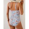 imageB2prity One Piece Swimsuit for Women Adjustable Double Strap V Neck Bathing Suit Tummy Control Slimming SwimwearOrange Floral Printed