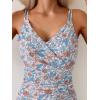 imageB2prity One Piece Swimsuit for Women Adjustable Double Strap V Neck Bathing Suit Tummy Control Slimming SwimwearOrange Floral Printed