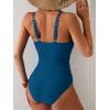 imageB2prity One Piece Swimsuit for Women Adjustable Double Strap V Neck Bathing Suit Tummy Control Slimming SwimwearPeacock Blue