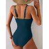 imageB2prity One Piece Swimsuit for Women Adjustable Double Strap V Neck Bathing Suit Tummy Control Slimming SwimwearPeacock Green