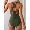 imageB2prity One Piece Swimsuit for Women Tummy Control Bathing Suits Ruched Slimming Swim Suit Push Up Tie Back SwimwearArmy Green