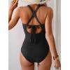 imageB2prity One Piece Swimsuit for Women Tummy Control Bathing Suits Ruched Slimming Swim Suit Push Up Tie Back SwimwearBlack