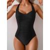 imageB2prity One Piece Swimsuit for Women Tummy Control Bathing Suits Ruched Slimming Swim Suit Push Up Tie Back SwimwearBlack