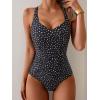imageB2prity One Piece Swimsuit for Women Tummy Control Bathing Suits Ruched Slimming Swim Suit Push Up Tie Back SwimwearBlack White Polka Dots