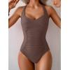 imageB2prity One Piece Swimsuit for Women Tummy Control Bathing Suits Ruched Slimming Swim Suit Push Up Tie Back SwimwearCoffee