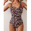 imageB2prity One Piece Swimsuit for Women Tummy Control Bathing Suits Ruched Slimming Swim Suit Push Up Tie Back SwimwearColorful Floral