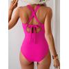 imageB2prity One Piece Swimsuit for Women Tummy Control Bathing Suits Ruched Slimming Swim Suit Push Up Tie Back SwimwearHot Pink