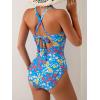 imageB2prity One Piece Swimsuit for Women Tummy Control Bathing Suits Ruched Slimming Swim Suit Push Up Tie Back SwimwearPurple Red and Yellow Flowers