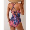 imageB2prity One Piece Swimsuit for Women Tummy Control Bathing Suits Ruched Slimming Swim Suit Push Up Tie Back SwimwearPurple and Blue Printed