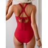 imageB2prity One Piece Swimsuit for Women Tummy Control Bathing Suits Ruched Slimming Swim Suit Push Up Tie Back SwimwearRed