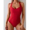 imageB2prity One Piece Swimsuit for Women Tummy Control Bathing Suits Ruched Slimming Swim Suit Push Up Tie Back SwimwearRed