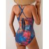 imageB2prity One Piece Swimsuit for Women Tummy Control Bathing Suits Ruched Slimming Swim Suit Push Up Tie Back SwimwearRed and Orange Printed