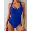 imageB2prity One Piece Swimsuit for Women Tummy Control Bathing Suits Ruched Slimming Swim Suit Push Up Tie Back SwimwearRoyal Blue