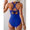imageB2prity One Piece Swimsuit for Women Tummy Control Bathing Suits Ruched Slimming Swim Suit Push Up Tie Back SwimwearRoyal Blue
