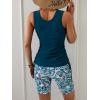 imageB2prity Tankini Swimsuits for Women Tummy Control Two Piece Bathing Suit Tank Top with Shorts Side Tie SwimwearPeacock Blue  Leaf Print