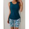 imageB2prity Tankini Swimsuits for Women Tummy Control Two Piece Bathing Suit Tank Top with Shorts Side Tie SwimwearPeacock Blue  Leaf Print