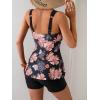 imageB2prity Tankini Swimsuits for Women Tummy Control Two Piece Modest Bathing Suits Floral Skirt Top with BoyshortsBlack Pink Floral