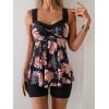 imageB2prity Tankini Swimsuits for Women Tummy Control Two Piece Modest Bathing Suits Floral Skirt Top with BoyshortsBlack Pink Floral