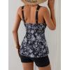 imageB2prity Tankini Swimsuits for Women Tummy Control Two Piece Modest Bathing Suits Floral Skirt Top with BoyshortsBlack White Floral