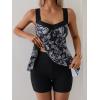 imageB2prity Tankini Swimsuits for Women Tummy Control Two Piece Modest Bathing Suits Floral Skirt Top with BoyshortsBlack White Floral