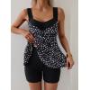 imageB2prity Tankini Swimsuits for Women Tummy Control Two Piece Modest Bathing Suits Floral Skirt Top with BoyshortsBlack White Spots
