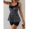imageB2prity Tankini Swimsuits for Women Tummy Control Two Piece Modest Bathing Suits Floral Skirt Top with BoyshortsBlack White Spots