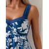 imageB2prity Tankini Swimsuits for Women Tummy Control Two Piece Modest Bathing Suits Floral Skirt Top with BoyshortsBlue White Leaf