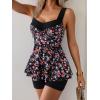 imageB2prity Tankini Swimsuits for Women Tummy Control Two Piece Modest Bathing Suits Floral Skirt Top with BoyshortsColorful Floral