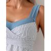 imageB2prity Tankini Swimsuits for Women Tummy Control Two Piece Modest Bathing Suits Floral Skirt Top with BoyshortsGrey Blue Stripe