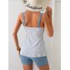 imageB2prity Tankini Swimsuits for Women Tummy Control Two Piece Modest Bathing Suits Floral Skirt Top with BoyshortsGrey Blue Stripe