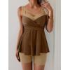 imageB2prity Tankini Swimsuits for Women Tummy Control Two Piece Modest Bathing Suits Floral Skirt Top with BoyshortsLight Brown  Brown