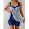 imageB2prity Tankini Swimsuits for Women Tummy Control Two Piece Modest Bathing Suits Floral Skirt Top with BoyshortsNavy Blue Stripe