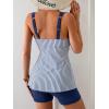 imageB2prity Tankini Swimsuits for Women Tummy Control Two Piece Modest Bathing Suits Floral Skirt Top with BoyshortsNavy Blue Stripe