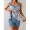 imageB2prity Tankini Swimsuits for Women Tummy Control Two Piece Modest Bathing Suits Floral Skirt Top with BoyshortsOrange Floral