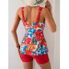 imageB2prity Tankini Swimsuits for Women Tummy Control Two Piece Modest Bathing Suits Floral Skirt Top with BoyshortsRed Floral