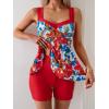 imageB2prity Tankini Swimsuits for Women Tummy Control Two Piece Modest Bathing Suits Floral Skirt Top with BoyshortsRed Floral