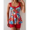 imageB2prity Tankini Swimsuits for Women Tummy Control Two Piece Modest Bathing Suits Floral Skirt Top with BoyshortsRed Floral