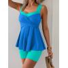 imageB2prity Tankini Swimsuits for Women Tummy Control Two Piece Modest Bathing Suits Floral Skirt Top with BoyshortsTeal  Blue