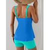imageB2prity Tankini Swimsuits for Women Tummy Control Two Piece Modest Bathing Suits Floral Skirt Top with BoyshortsTeal  Blue