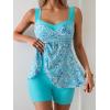 imageB2prity Tankini Swimsuits for Women Tummy Control Two Piece Modest Bathing Suits Floral Skirt Top with BoyshortsTeal Floral