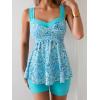 imageB2prity Tankini Swimsuits for Women Tummy Control Two Piece Modest Bathing Suits Floral Skirt Top with BoyshortsTeal Floral
