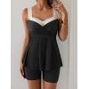 imageB2prity Tankini Swimsuits for Women Tummy Control Two Piece Modest Bathing Suits Floral Skirt Top with BoyshortsWhite  Black