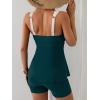 imageB2prity Tankini Swimsuits for Women Tummy Control Two Piece Modest Bathing Suits Floral Skirt Top with BoyshortsWhite  Peacock Green