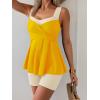 imageB2prity Tankini Swimsuits for Women Tummy Control Two Piece Modest Bathing Suits Floral Skirt Top with BoyshortsWhite  Yellow