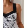 imageB2prity Tankini Swimsuits for Women Tummy Control Two Piece Modest Bathing Suits Floral Skirt Top with BoyshortsWhite Black Print