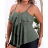 imageB2prity Women Tankini Tops Only Ruffle Swim Tops Flowy Bathing Suit Top Tummy Control Swimsuits Tops No BottomArmy Green